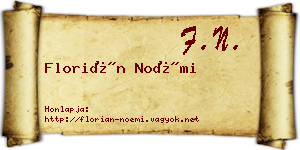 Florián Noémi névjegykártya
